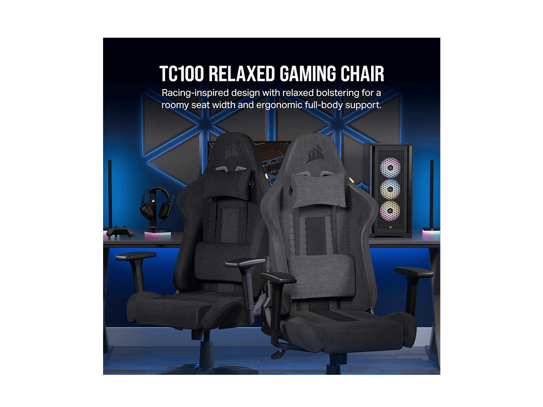 Corsair TC100 Relaxed Gaming Chair - Fabric - Black in Qatar Corsair TC100 Relaxed Gaming Chair - Fabric - Black in Qatar